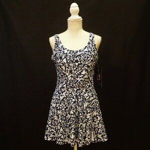 Shore Shapes Navy & White Abstract Pattern 1 Piece Swim Dress Women’s Size 16